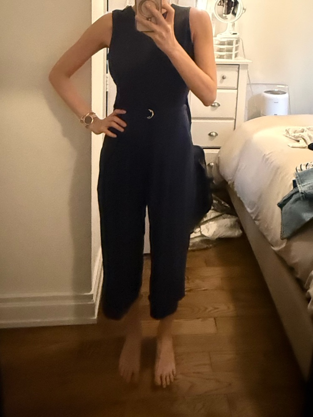 Michael Kors Navy jumpsuit with Waist Tie